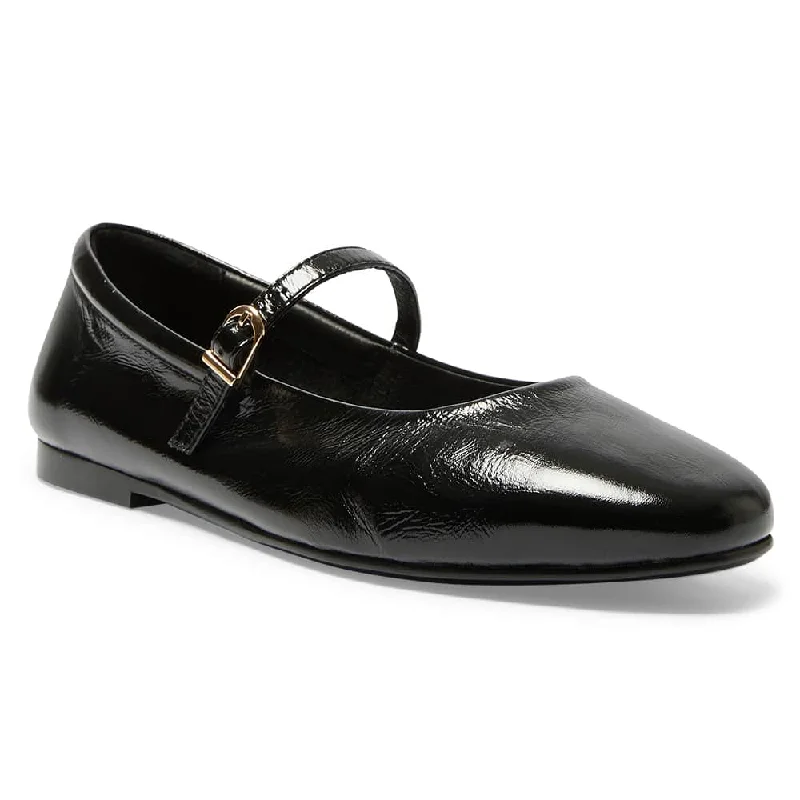 Athena Flat in Black Patent