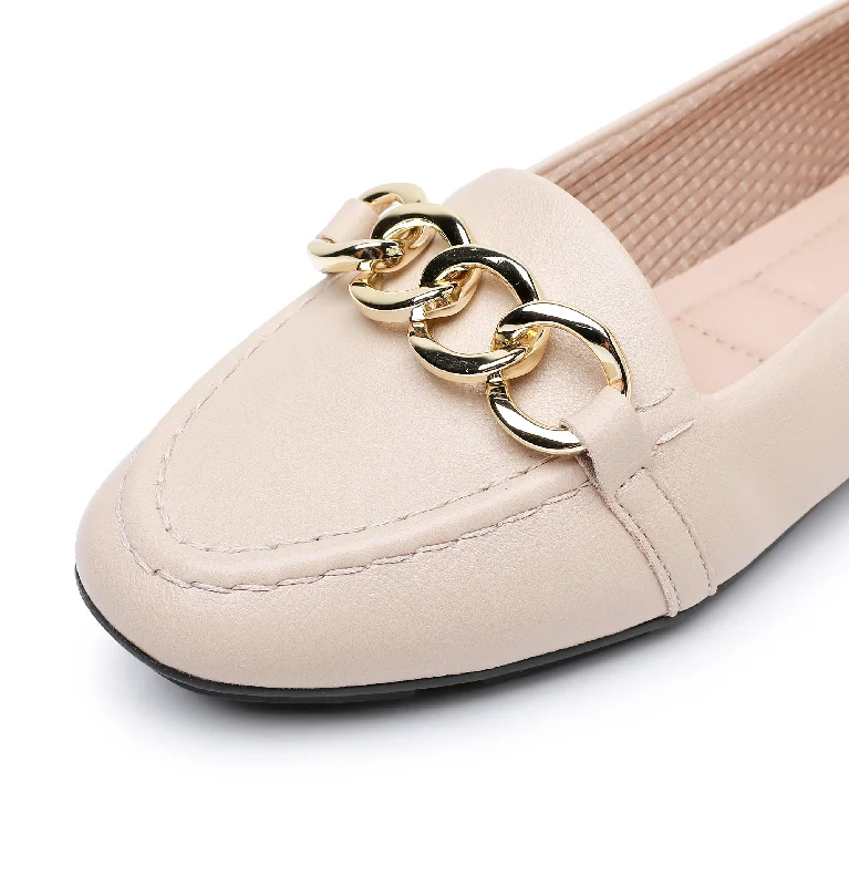 Beige Napa Flat Women Shoes (122.010)