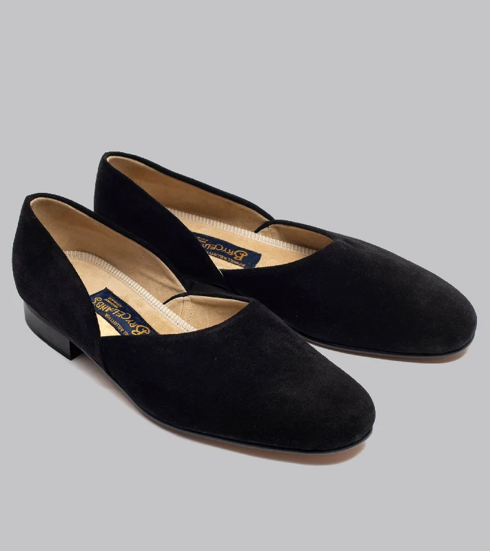 Bryceland's x Bowhill & Elliott Grecian Slippers Black Suede