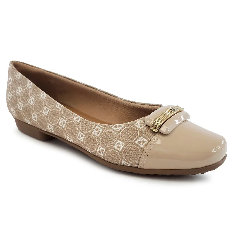 Beige with Logo Flat Ballerina (251.086)