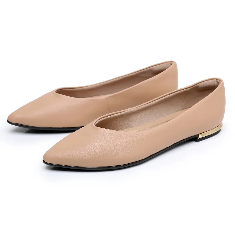 Sleek Deco Point Flats - Nude (274.054)