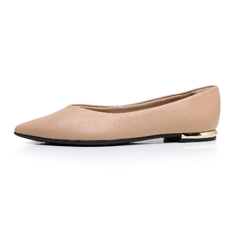 Sleek Deco Point Flats - Nude (274.054)