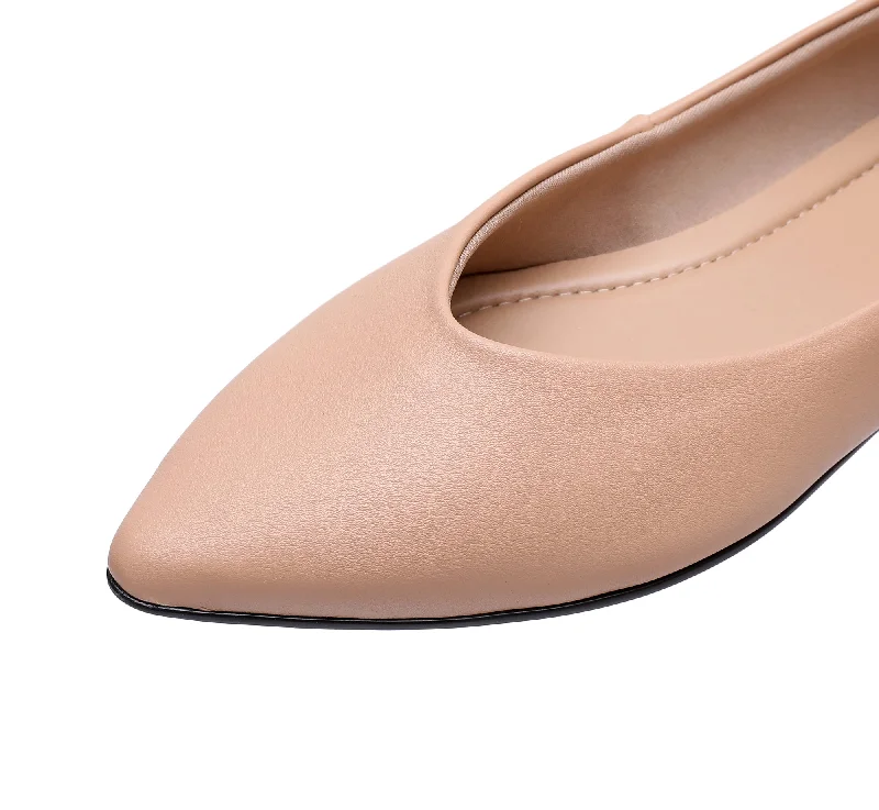 Sleek Deco Point Flats - Nude (274.054)