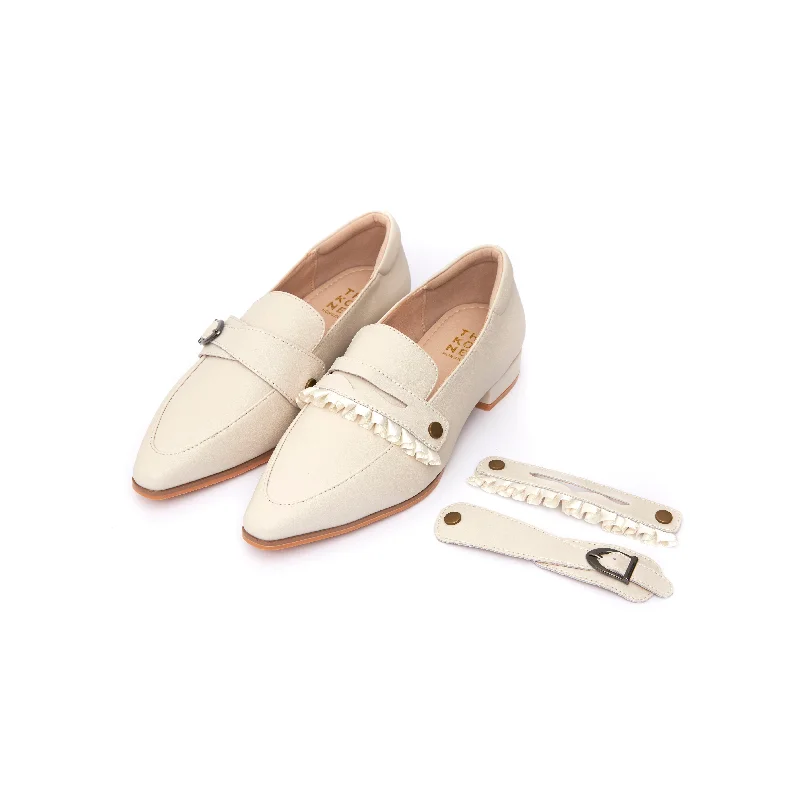 Kristy Buckle Loafers - Beige ( BEI )