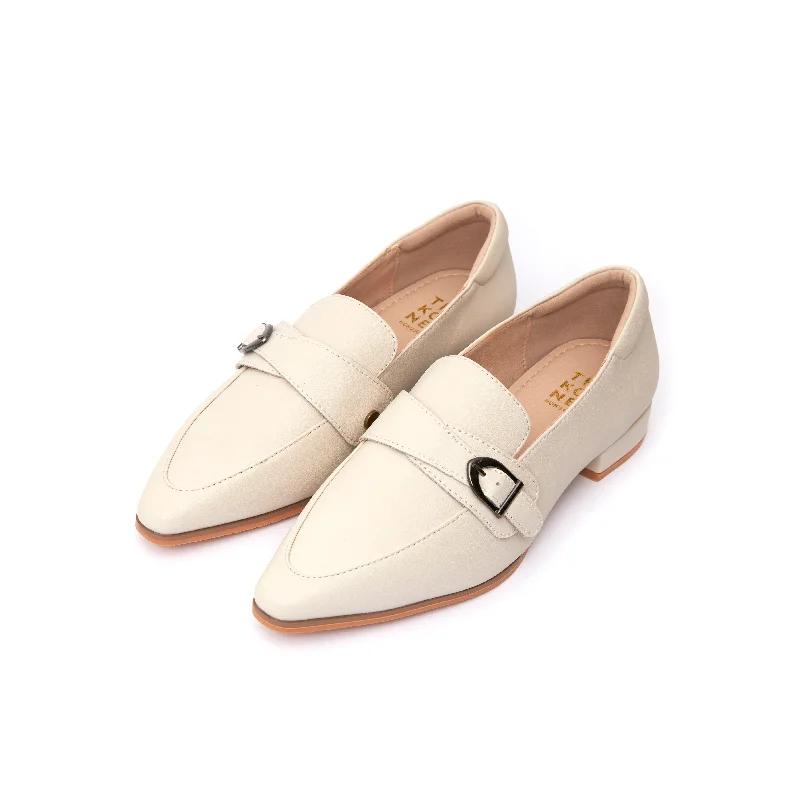 Kristy Buckle Loafers - Beige ( BEI )