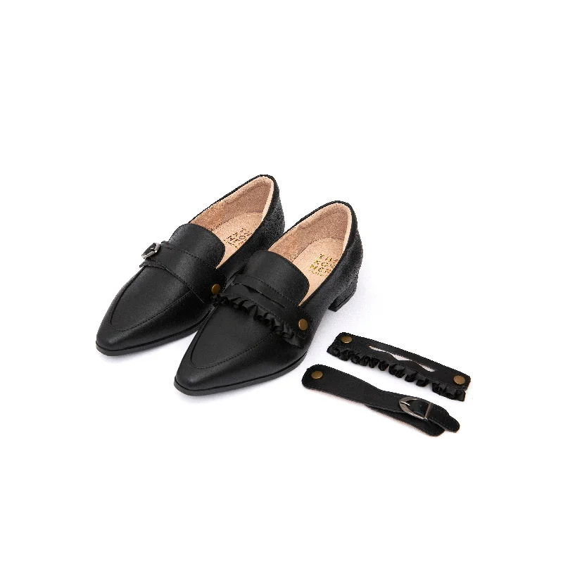 Kristy Buckle Loafers - Black ( BLK )