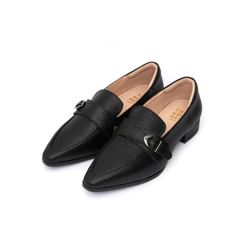 Kristy Buckle Loafers - Black ( BLK )