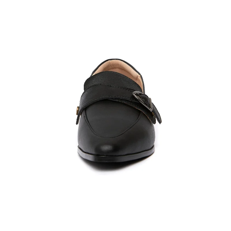 Kristy Buckle Loafers - Black ( BLK )