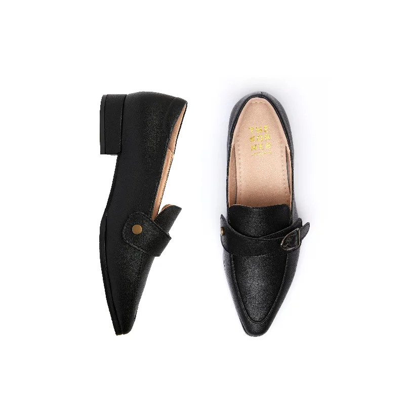 Kristy Buckle Loafers - Black ( BLK )