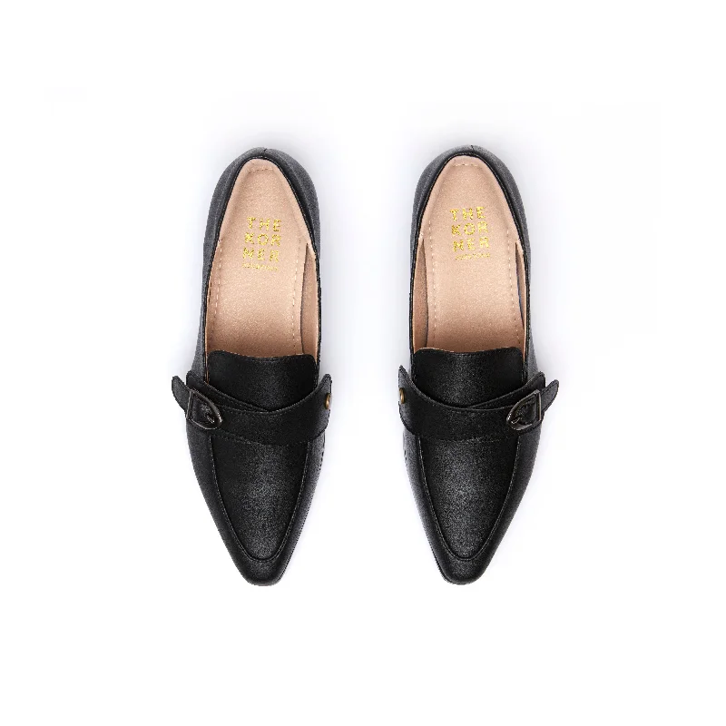 Kristy Buckle Loafers - Black ( BLK )