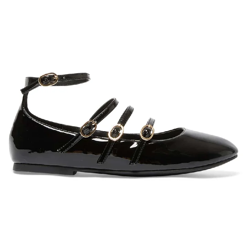 Layla Flat in Black Patent