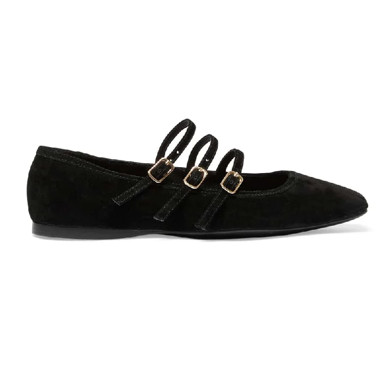 Millie Flat in Black Suede