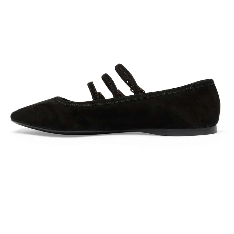 Millie Flat in Black Suede