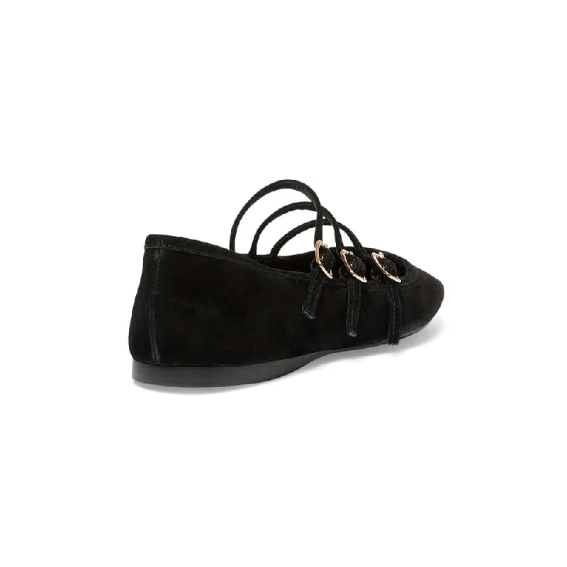 Millie Flat in Black Suede