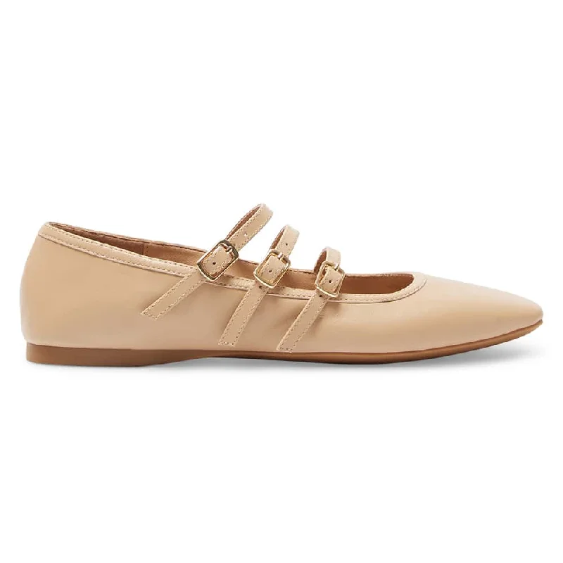 Millie Flat in Nude Leather