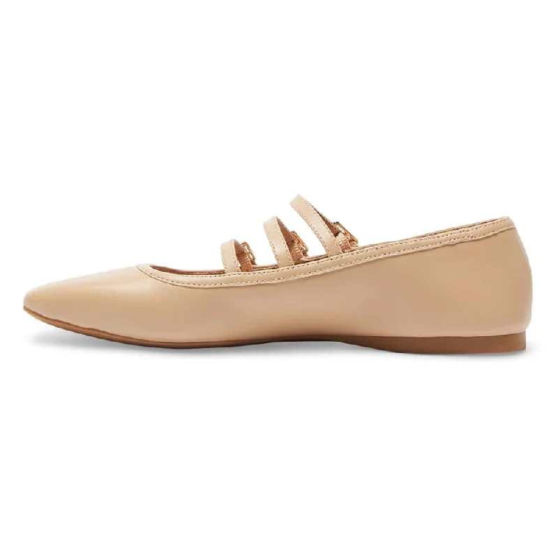 Millie Flat in Nude Leather