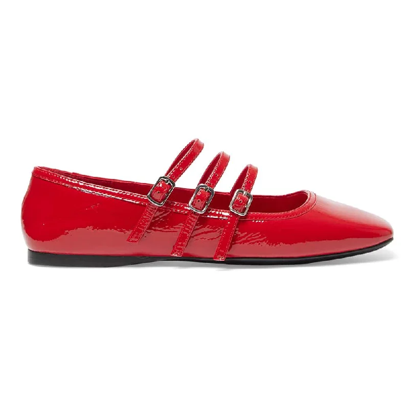 Millie Flat in Red Patent