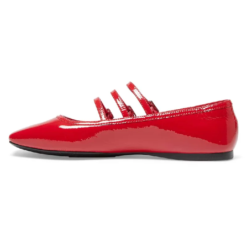 Millie Flat in Red Patent