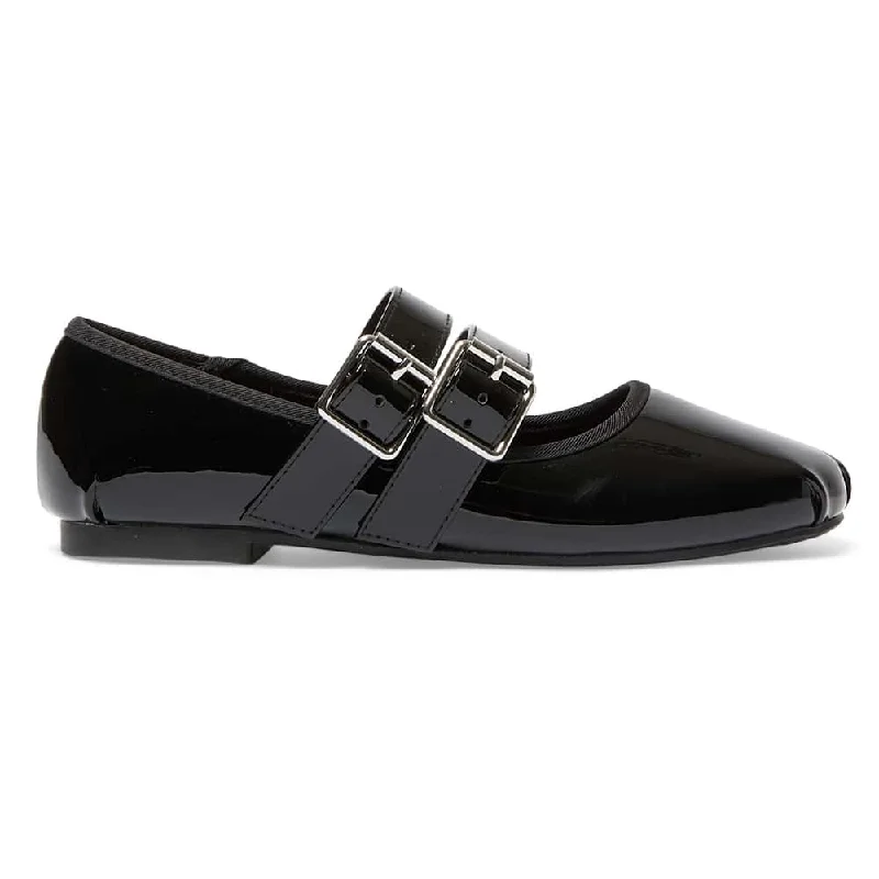 Renata Flat in Black Patent