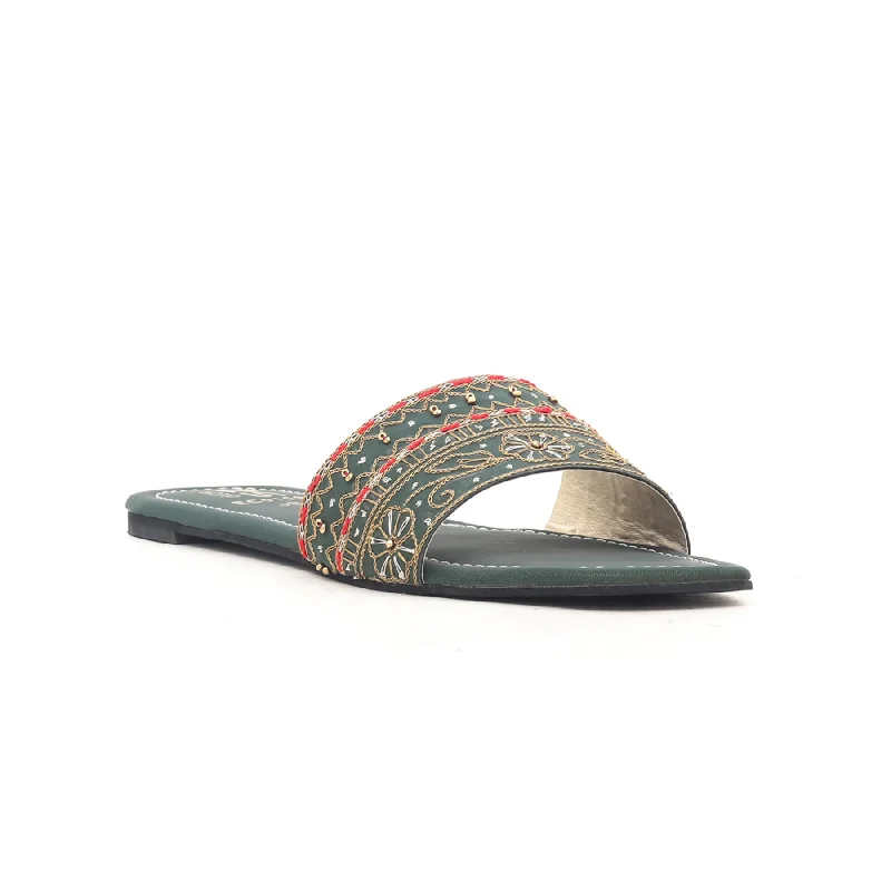 Green Ethnic Slipper EC0159